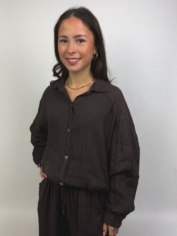 Bruine Linnen Blouse
