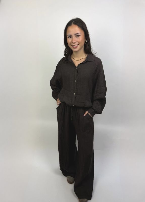 Bruine Linnen Blouse