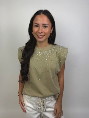 Beige Top met Diamanten