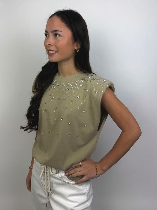 Beige Top met Diamanten