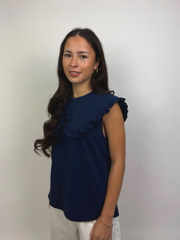Top met Grote Kraag Navy