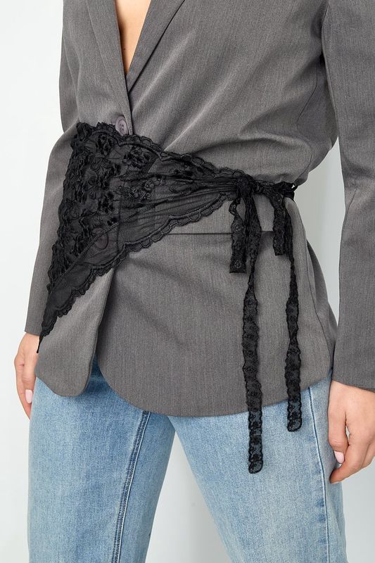 Lace Waist Scarf Black