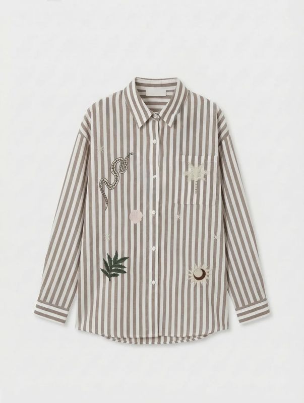 Gestreepte Blouse met Borduursel