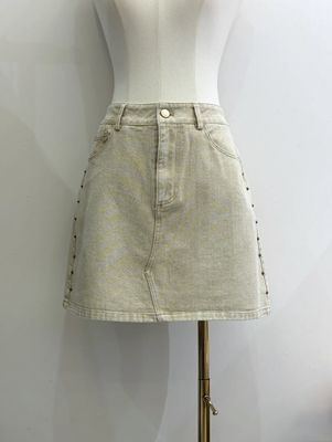 Denim Beige Studs Rok