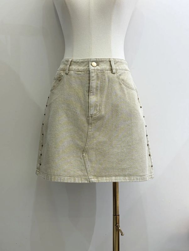 Denim Beige Studs Rok