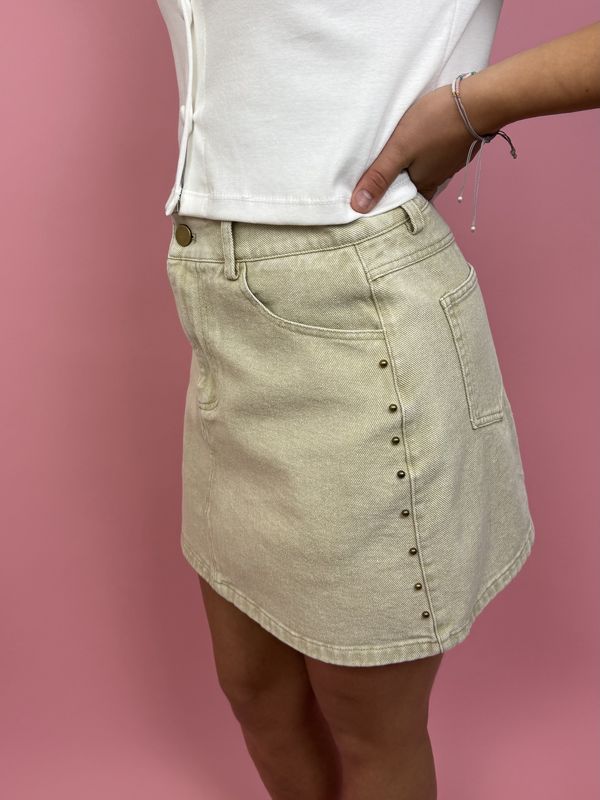 Denim Beige Studs Rok