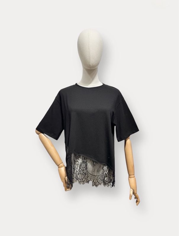 Lace T-shirt Zwart