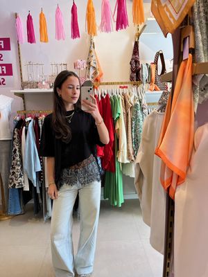 Lace T-shirt Zwart