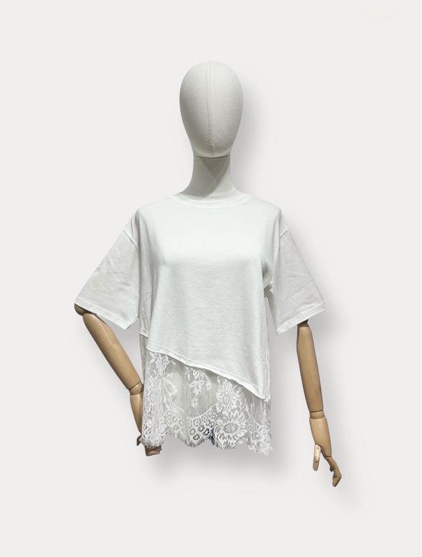 Lace T-shirt Wit