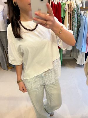 Lace T-shirt Wit