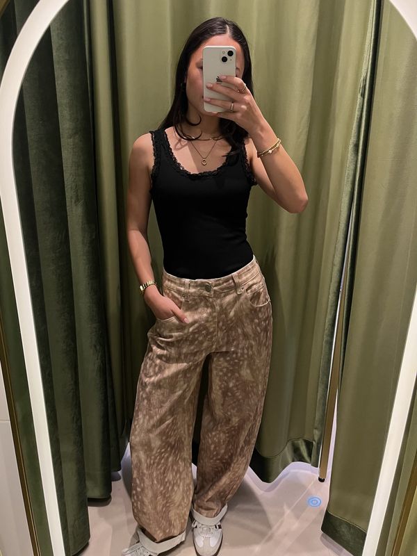 Bambi Print Barrel Jeans