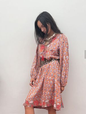 Blockprint Jurk Lang Terracotta