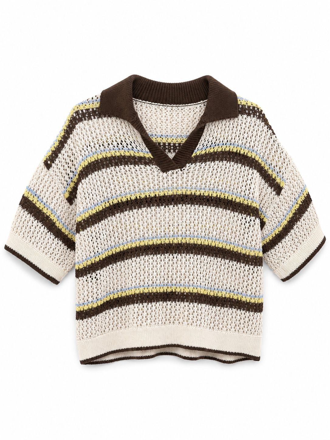 Open Knit Polo Top