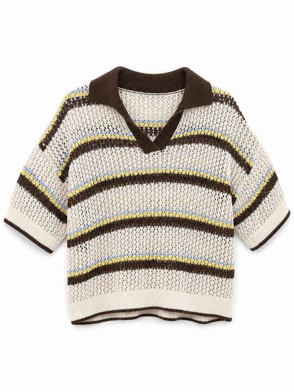 Open Knit Polo Top