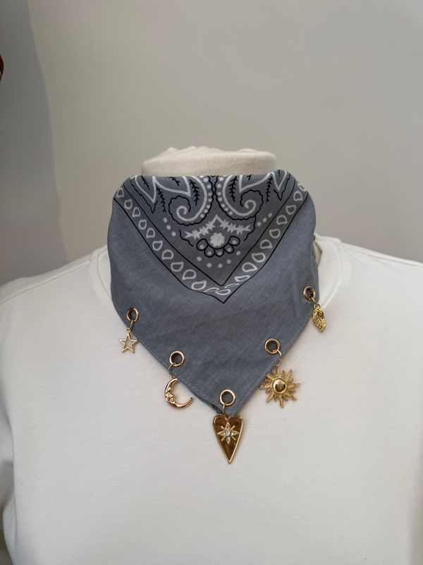 Bandana Sjaaltje met Bedels Grey