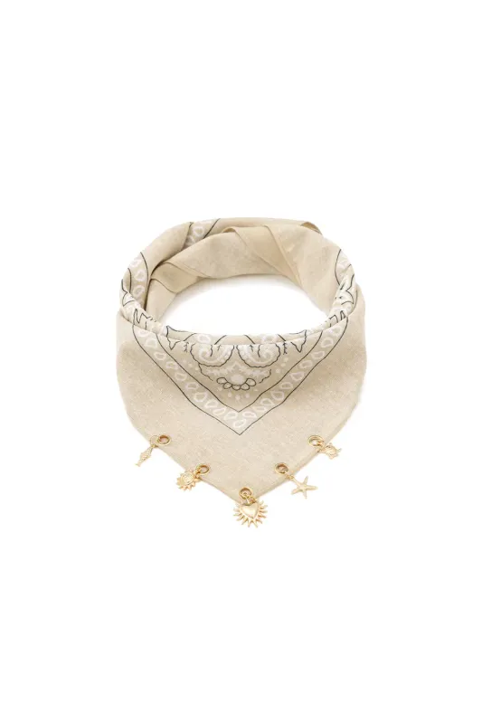Bandana Sjaaltje met Bedels Beige