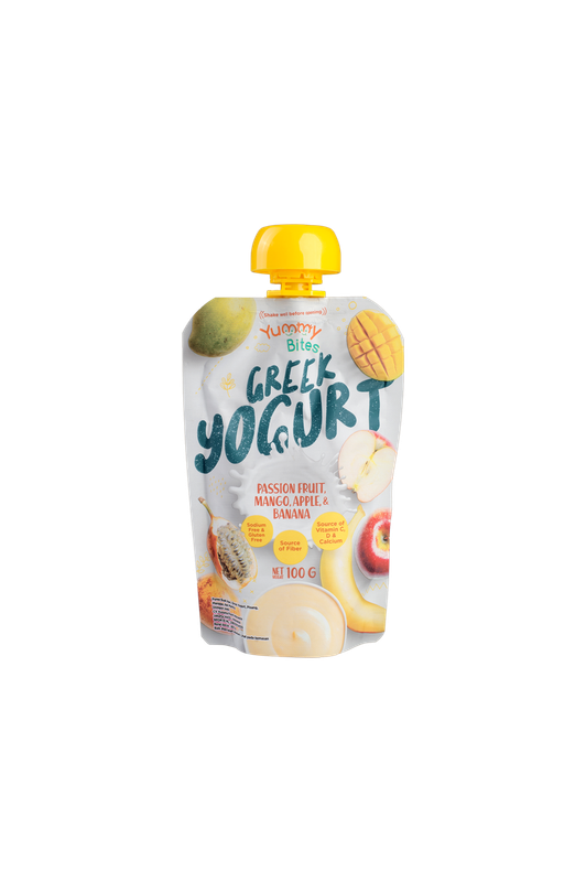 يامي بايتس - عصار من الروب اليوناني بنكهة الباشن فروت والمانجا والتفاح والموز الوزن الصافي 100 غرام