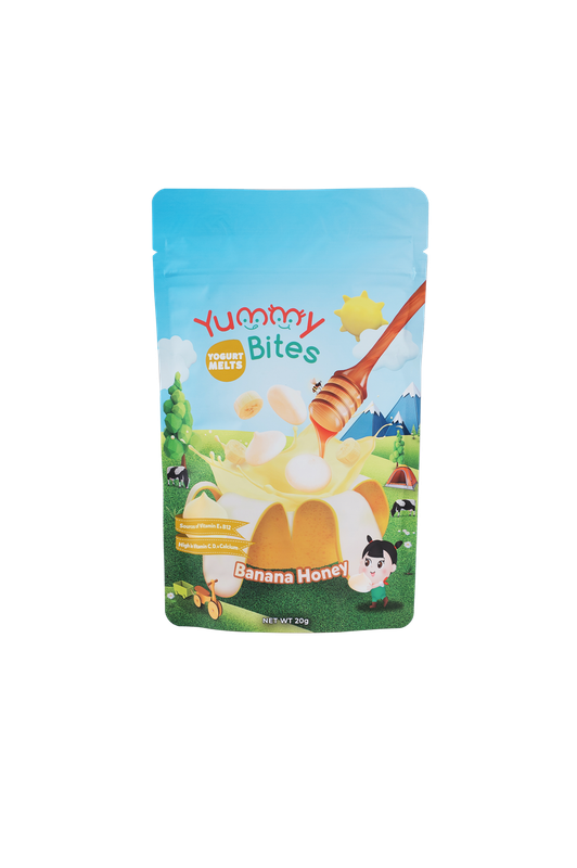 يامي بايتس - حبيبات الزبادي الذائبه بنكهة الموز والعسل  الوزن الصافي 20 غرام