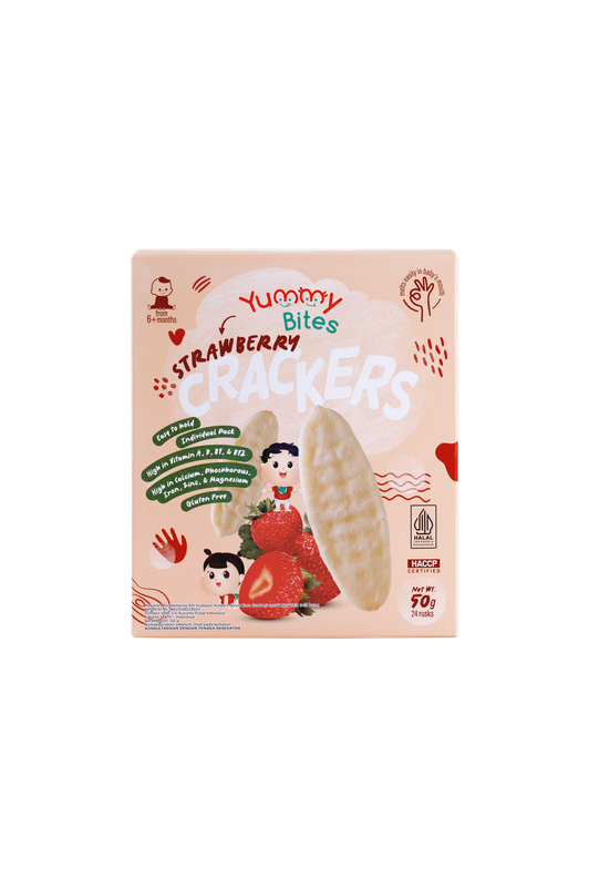 يامي بايتس - مقرمشات الأرز بنكهة الفراولة  الوزن الصافي 50 غرام 24 قطعة