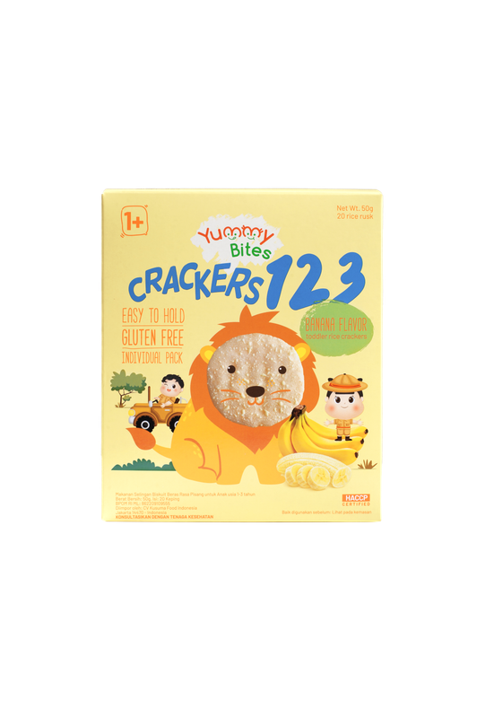 يامي بايتس - مقرمشات الأرز  ١٢٣بنكهة الموز الوزن الصافي 50 غرام 20 قطعة