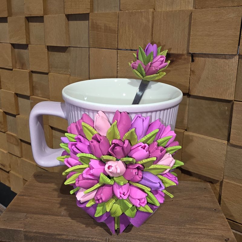 Cana&amp;lingurita buchet lalele roz