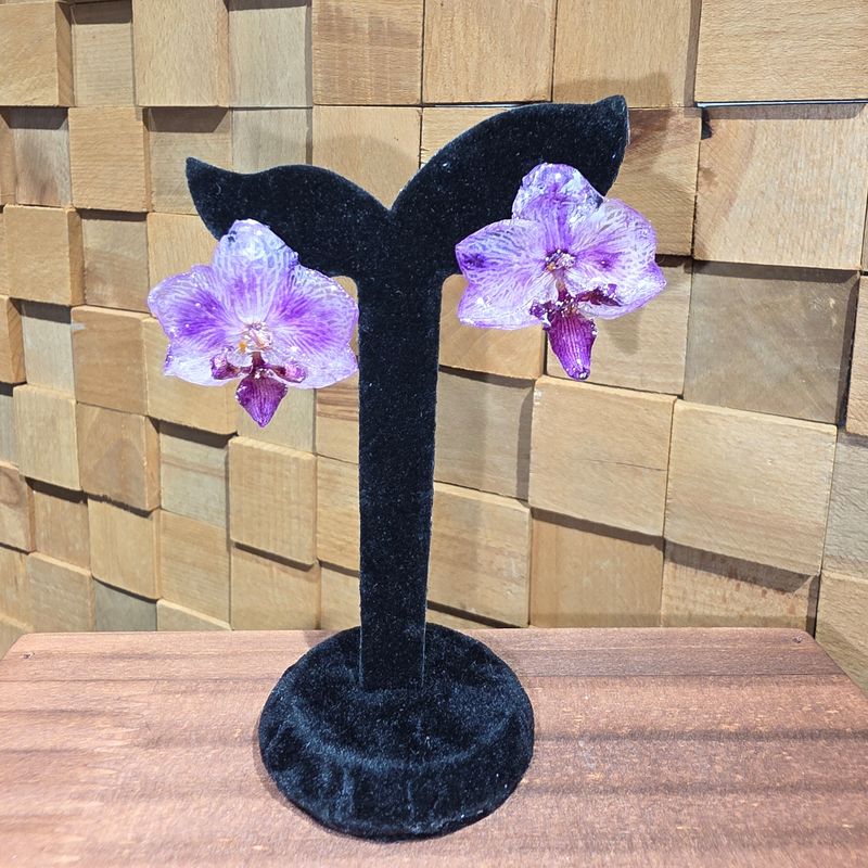 Cercei argint orhidee mov