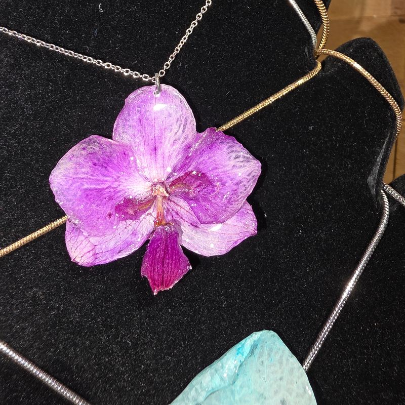 Colier argint orhidee mov