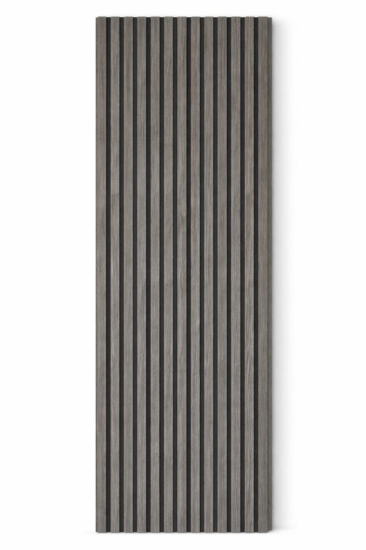 ​Akoestisch MDF Wandpaneel – 1908T Grijs Houtlook – 2400×600×22 mm