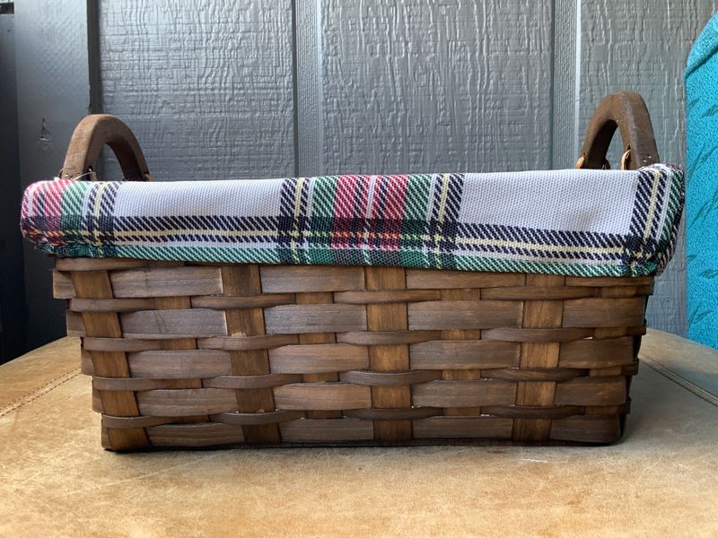 Basket with Plaid Interior