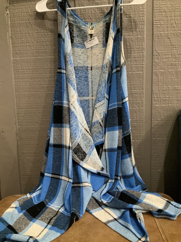 Blue Black And White Plaid Pullover sz 2x