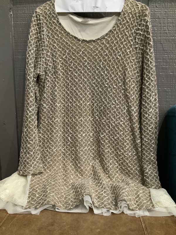 Long Sleeve Knitted Dress Light Brown