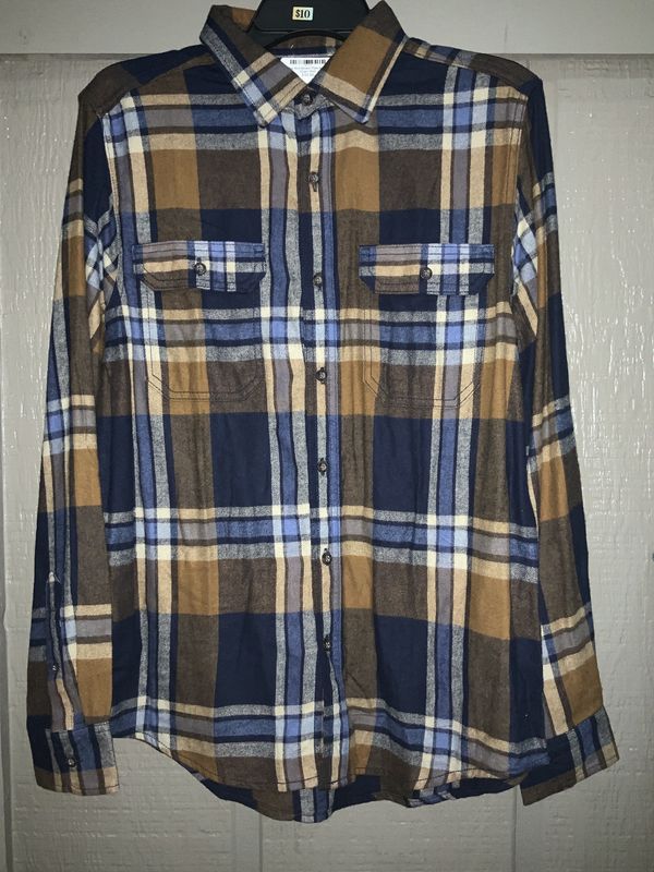 Blue And Brown Plaid Button Down Shirt