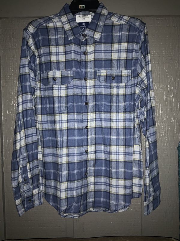 George Blue Plaid Button Down sz Small