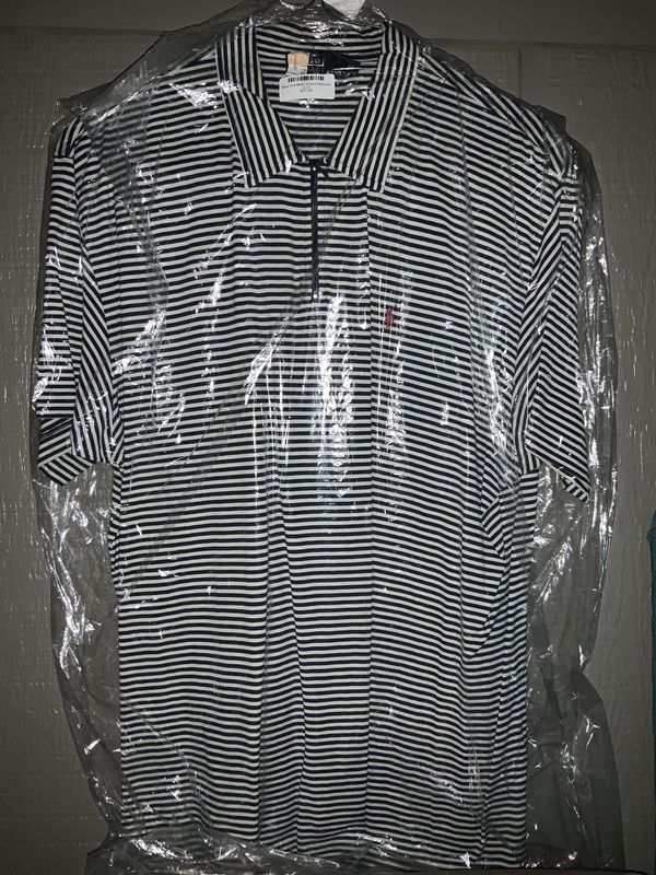 Black And White Striped Shirt Polo sz 2x