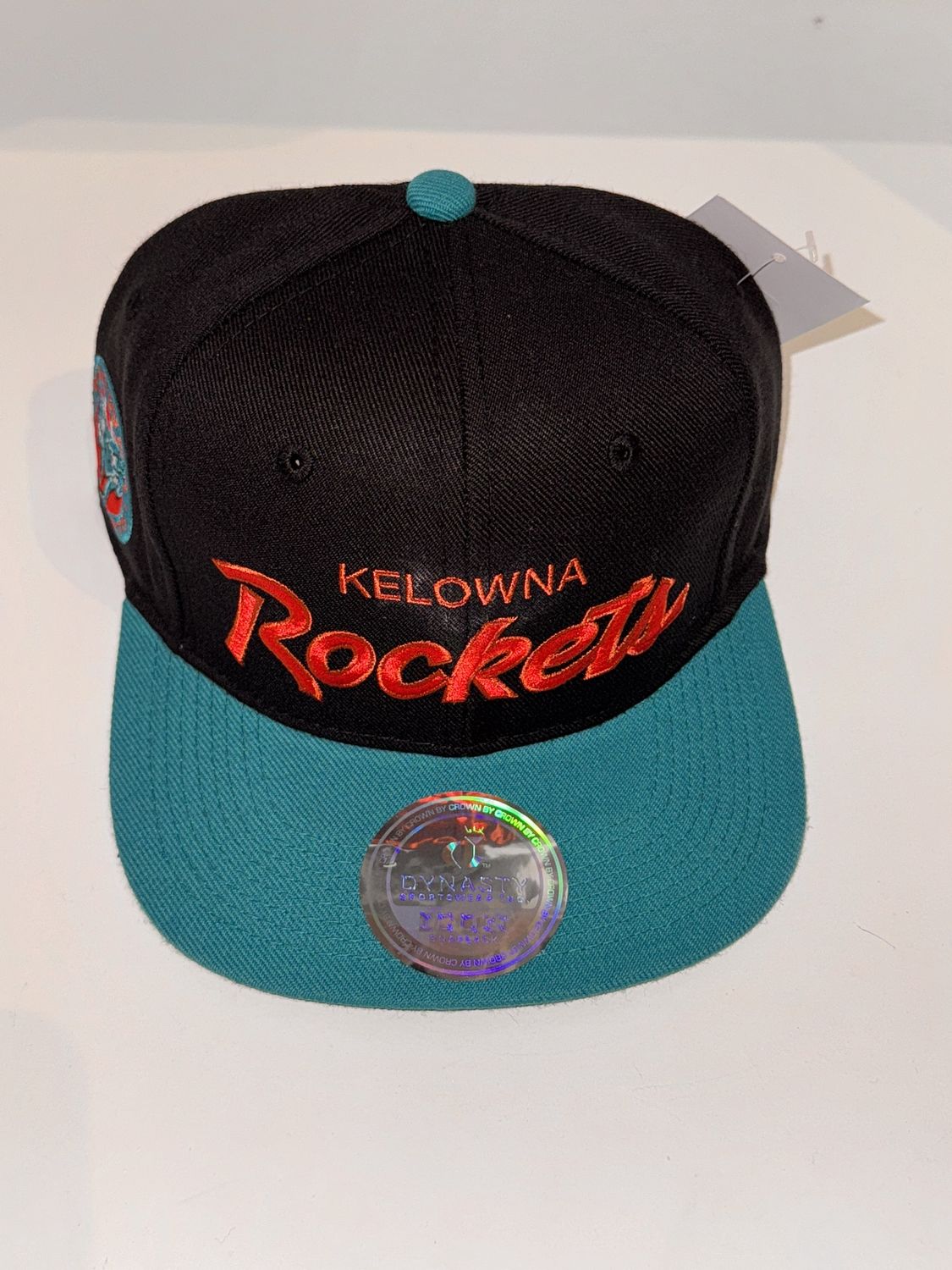 Script Teal Hat with Black Flat brim