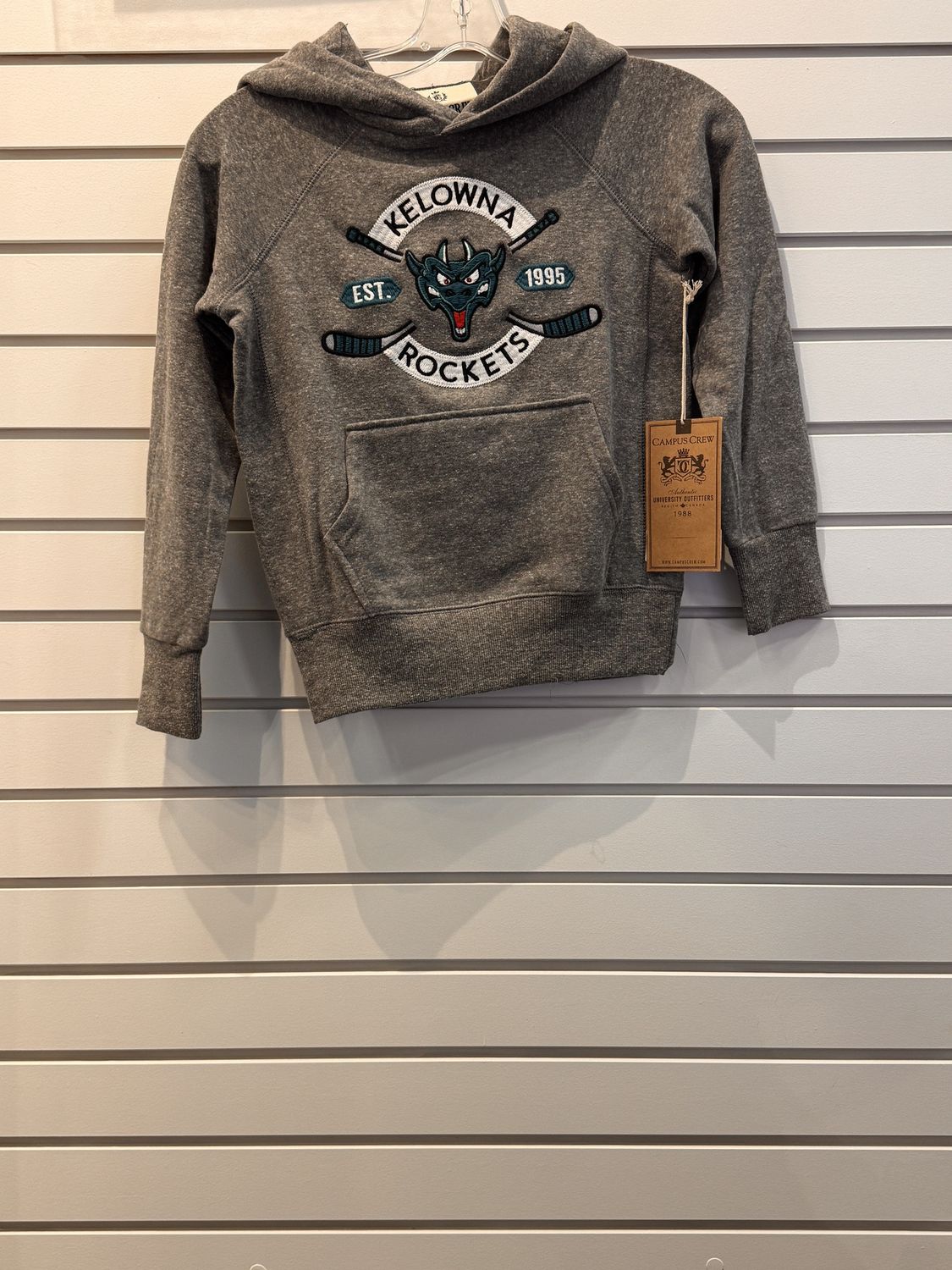 Campus Crew Kids Hoodie, Colour: Charcoal, Size: Small