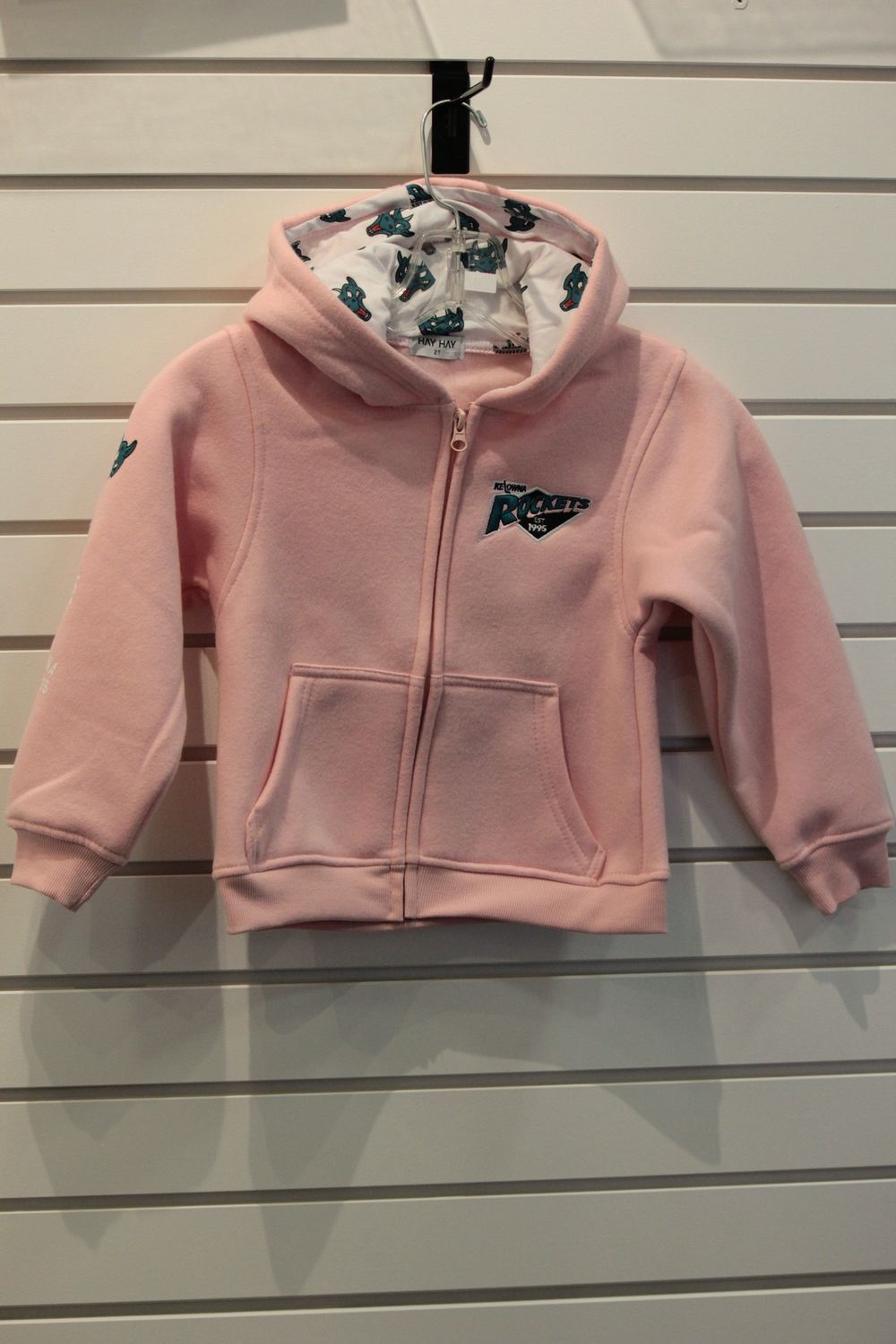 Rockets Youth Full Zip Interior Logo Hoodie, Colour: Pink, Size: 2T