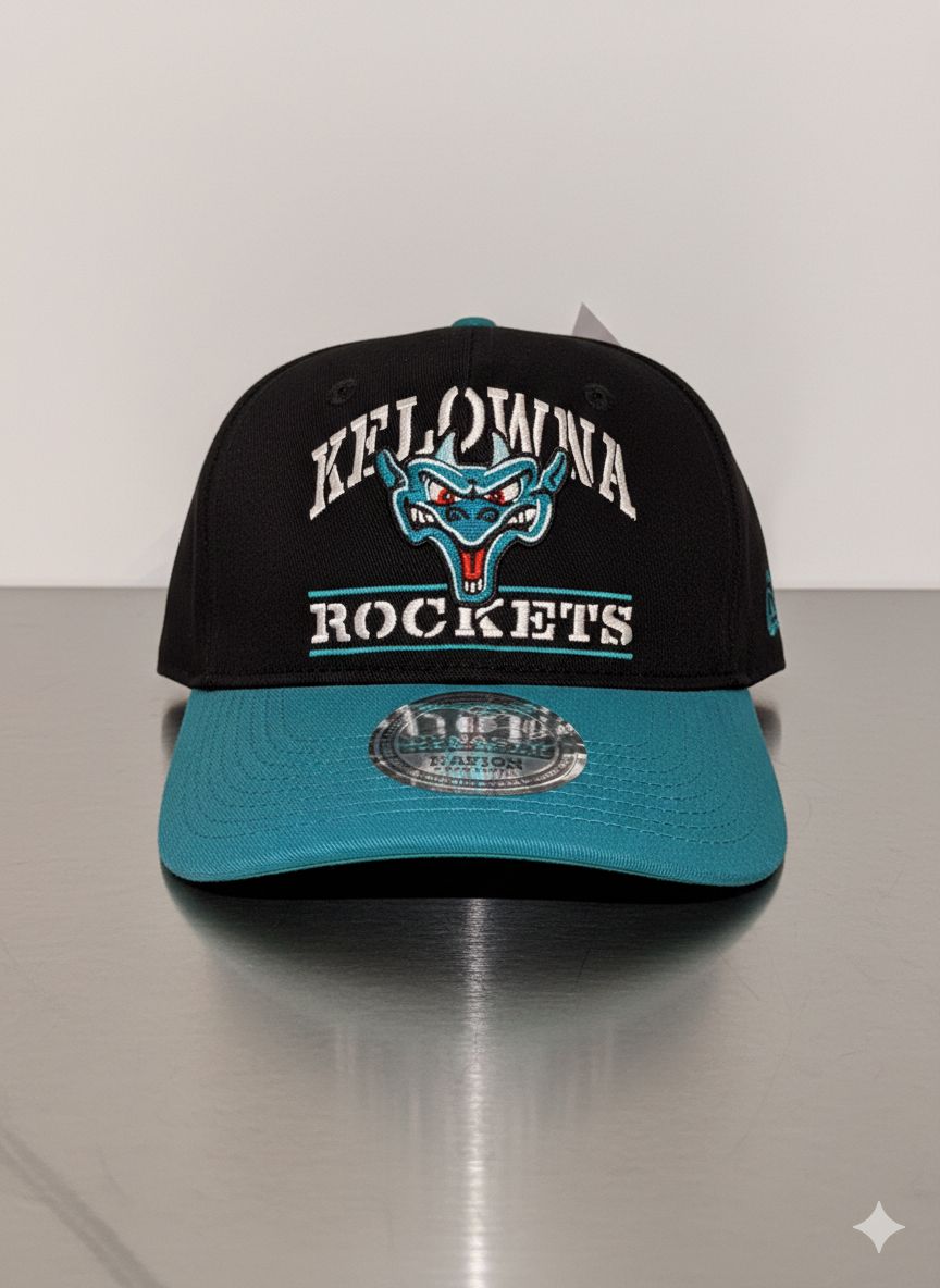 Black City Stencil Dad Hat with Teal Brim