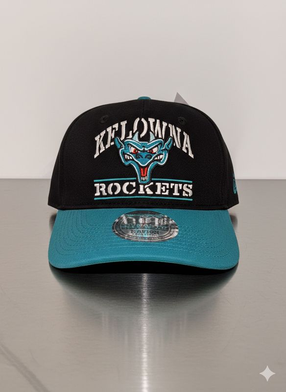 Black City Stencil Dad Hat with Teal Brim