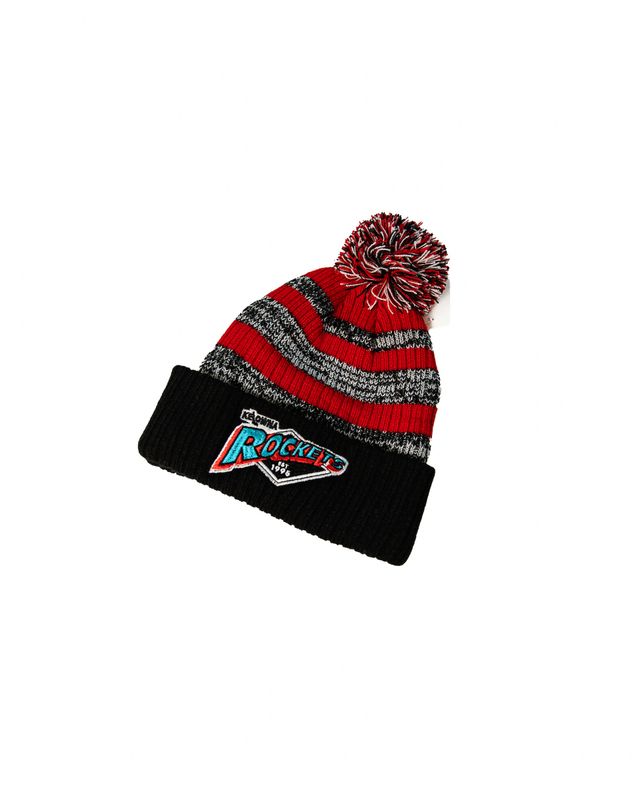 Black &amp; White Heather / Red Stripe Toque - Retro Logo