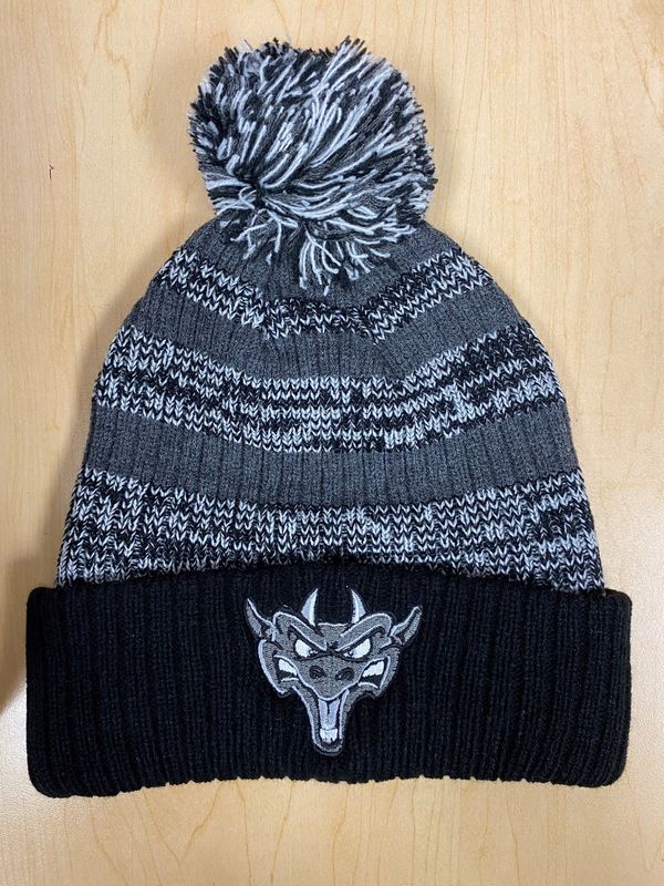 Black &amp; White Heather / Charcoal Stripe Toque - Oggy Logo