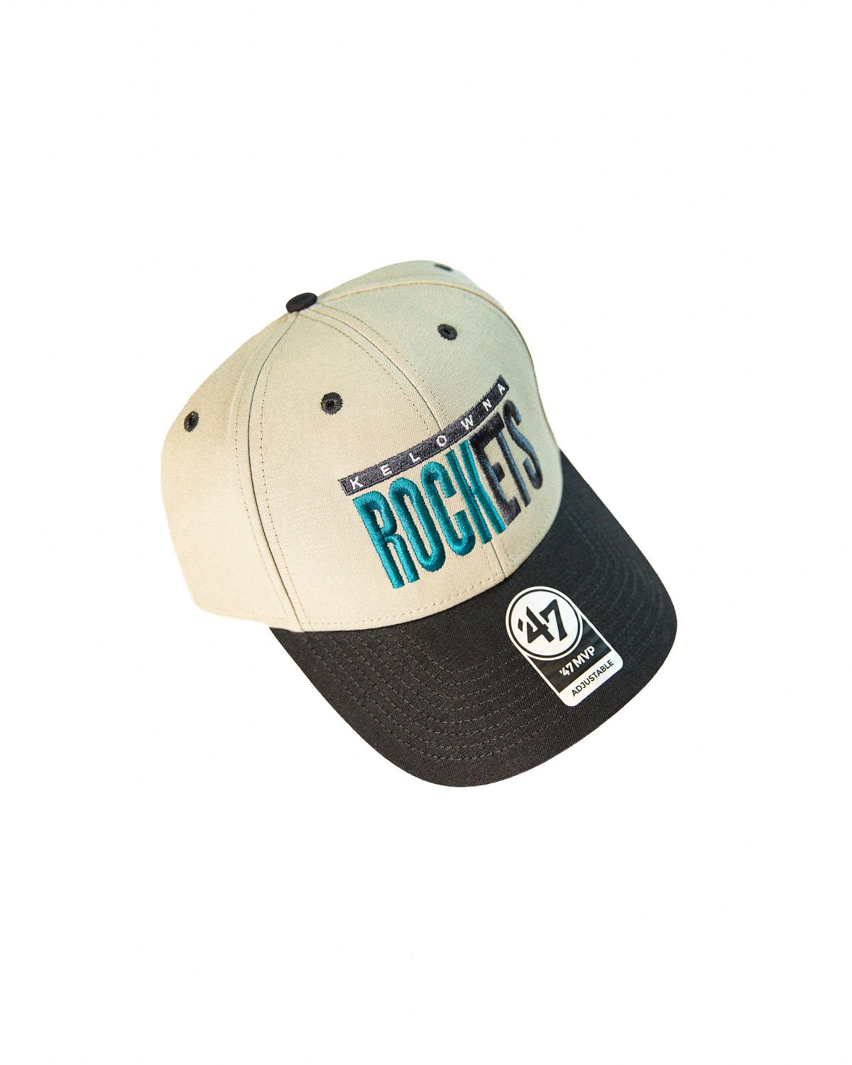 47 Half Block Text - Grey/Black Brim - Teal/Grey Font