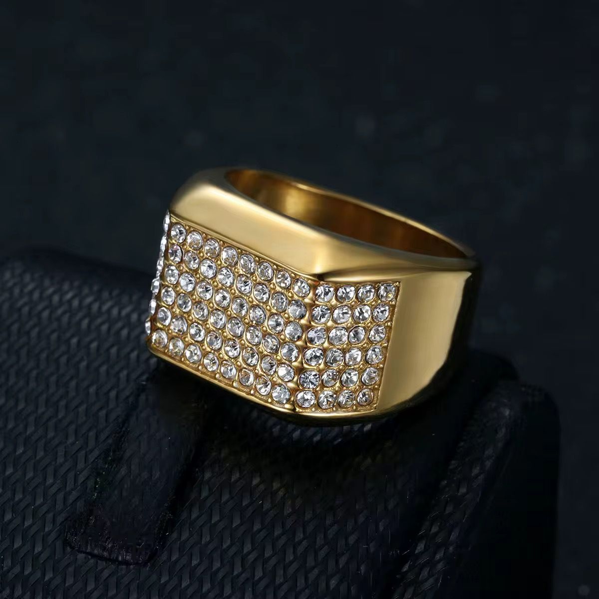 Gold Crystal Pave Ring