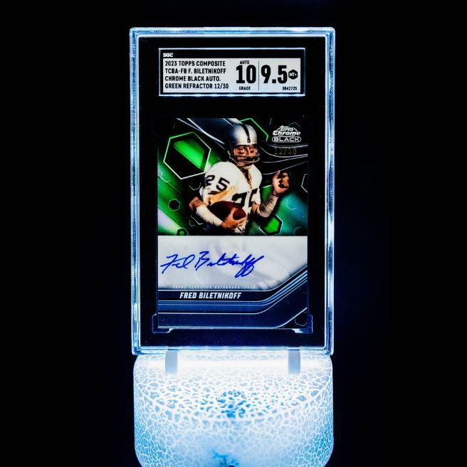 2023 Topps Composite Chrome Black Auto Green Refractor Fred Biletnikoff (SN: 12/30) #TCBA-FB (SGC Card Mint+ 9.5, Auto 10 SGC: #0842725)