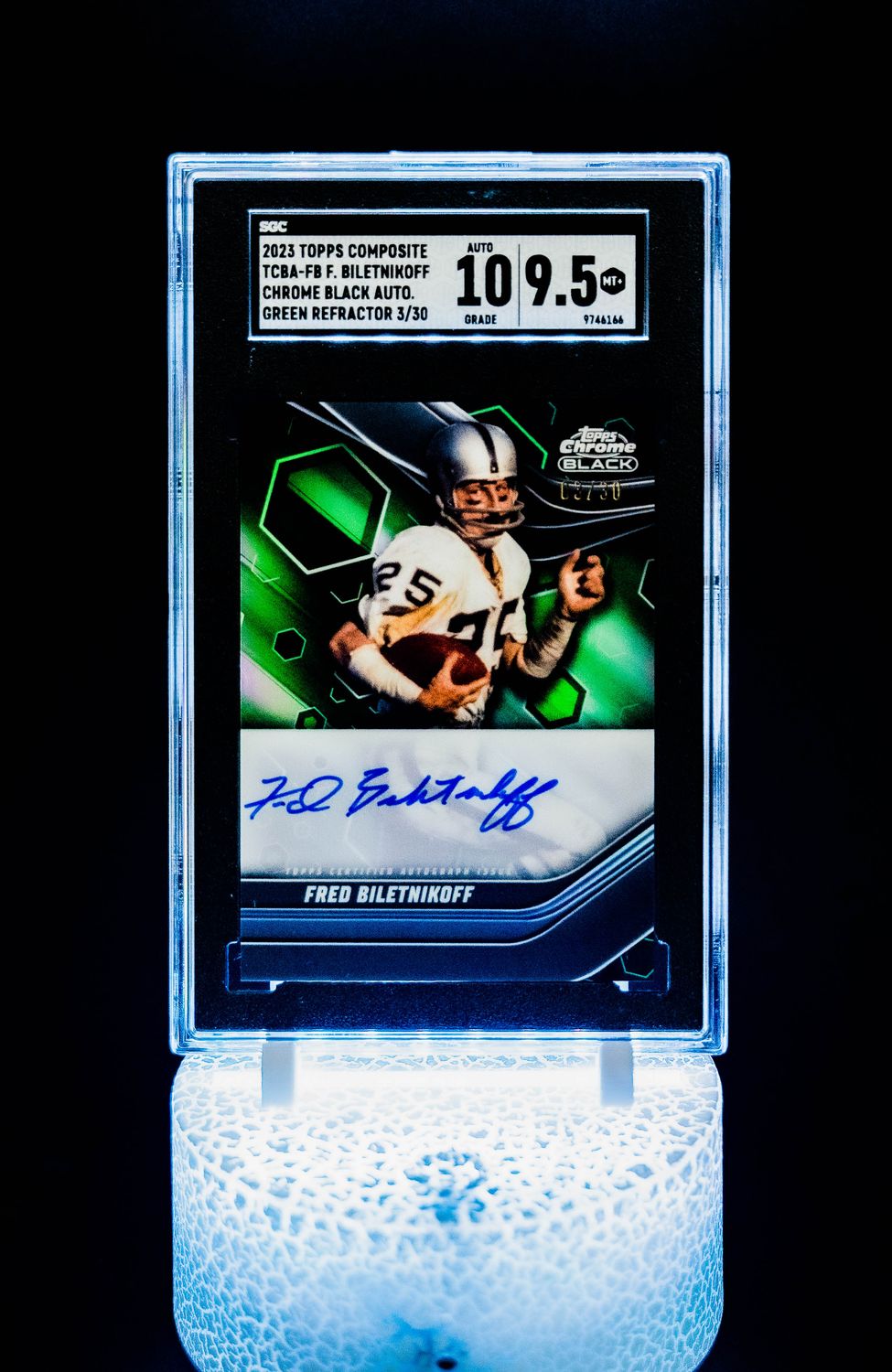 2023 Topps Composite Chrome Black Auto Green Refractor Fred Biletnikoff (SN: 3/30) #TCBA-FB (SGC Card Mint+ 9.5, Auto 10 SGC: #9746166)