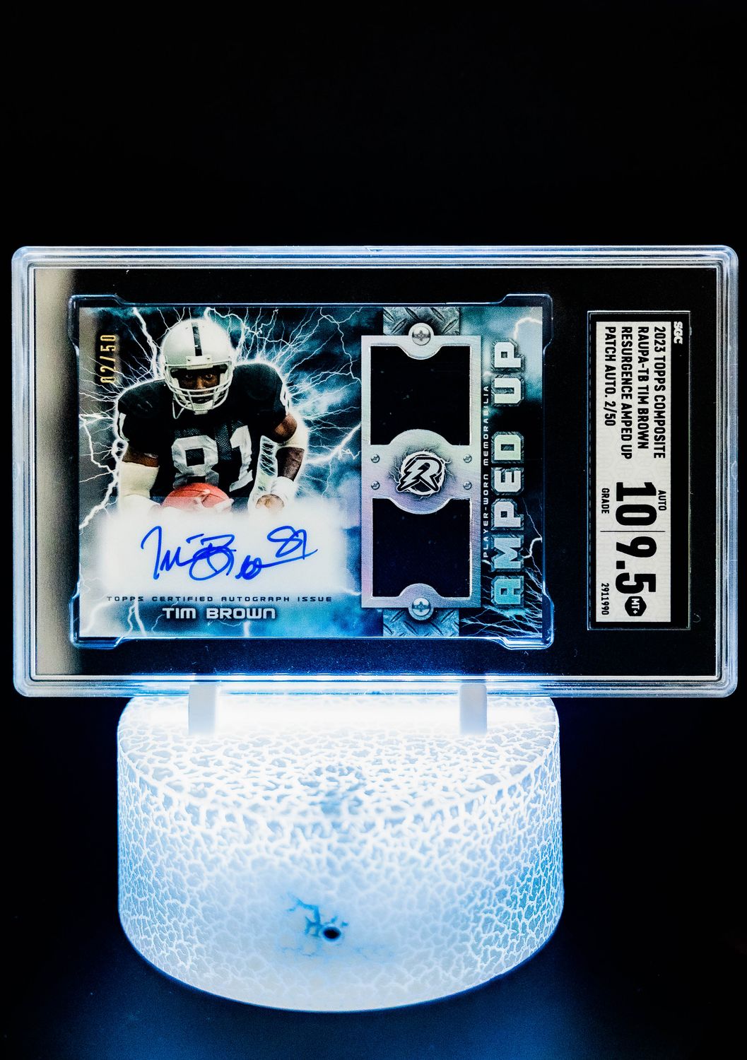 2023 Topps Resurgence Amped Up Patch Auto SN#02/50 Tim Brown SGC 9.5 Auto 10 (RAUPA-TB)