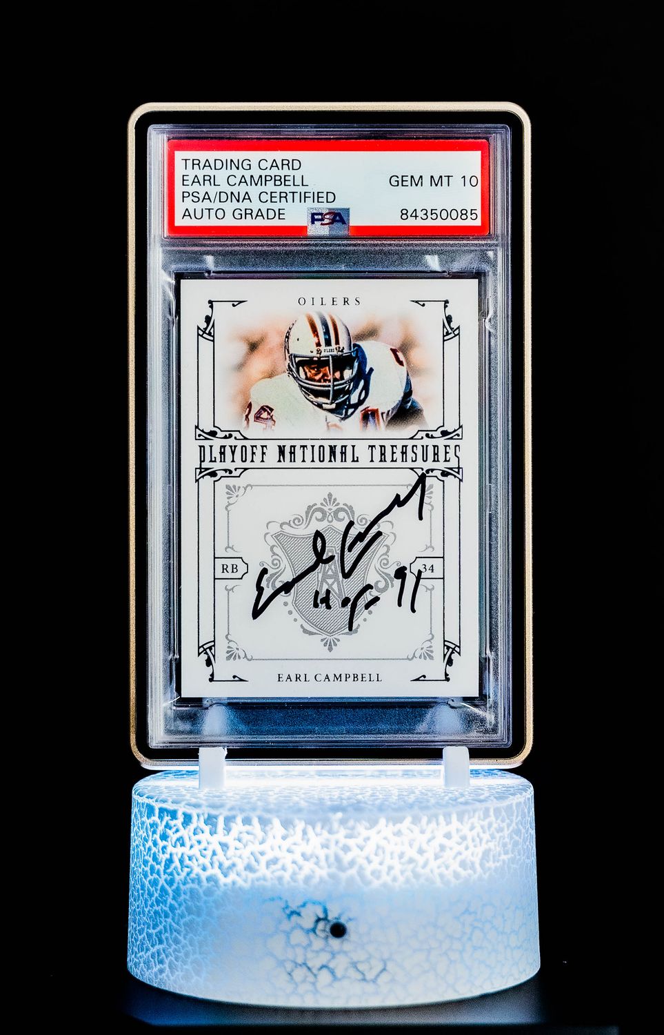 Playoff National Treasures Earl Campbell (SN: 38/99) #74 (PSA GEM MT 10 Auto Grade PSA: #84350085)