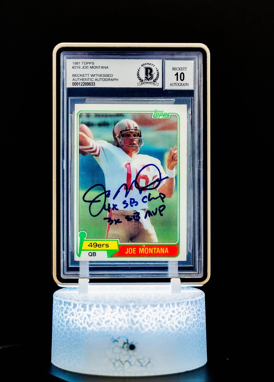 1981 Topps Joe Montana Auto (Multi-Inscriptions) #216 (BGS 10 Authentic Autograph Beckett Witnessed BGS: #00012289633)