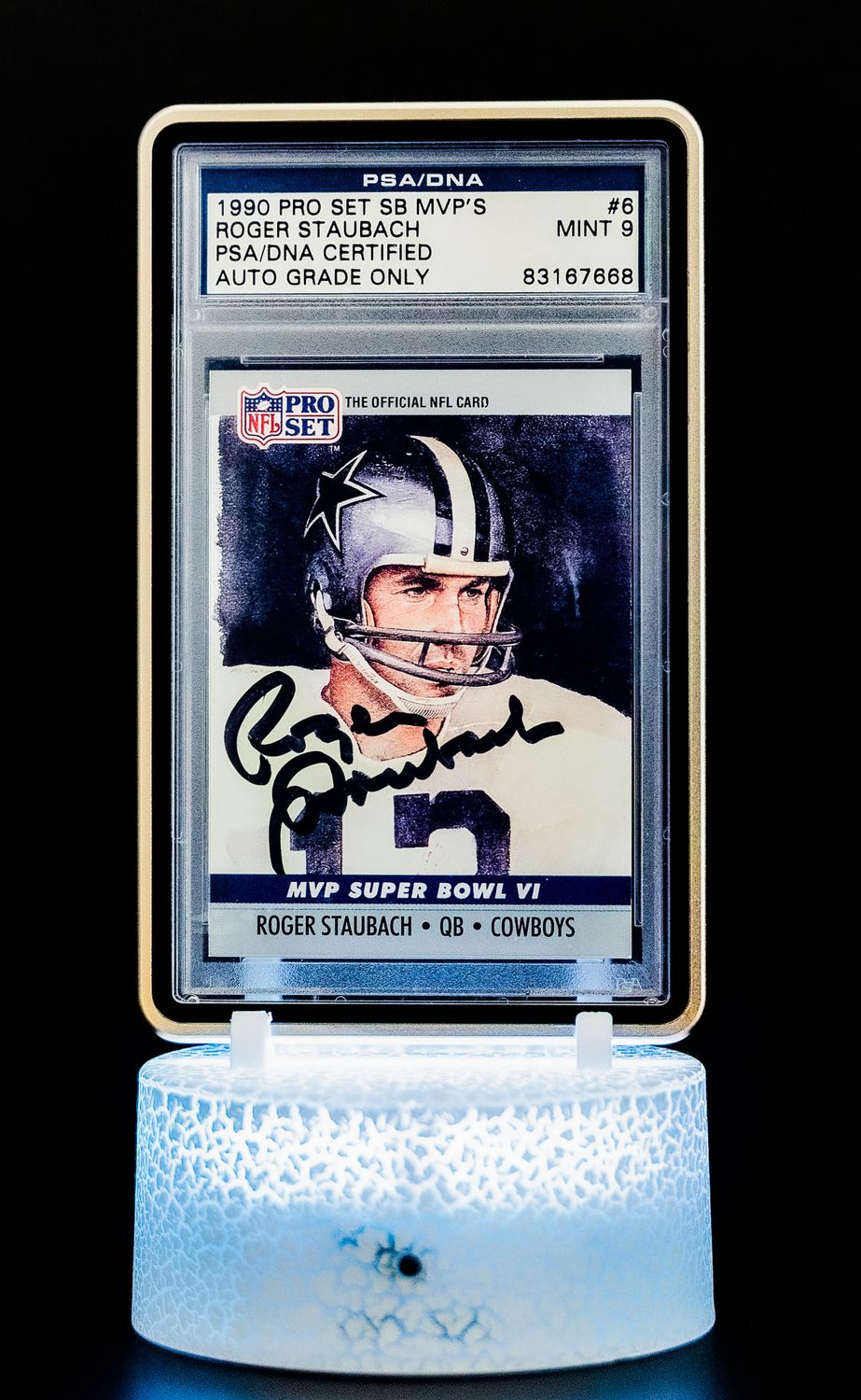 1990 Pro Set SB MVP's Roger Staubach #6 (PSA Mint 9 Auto Grade PSA: #83167668)