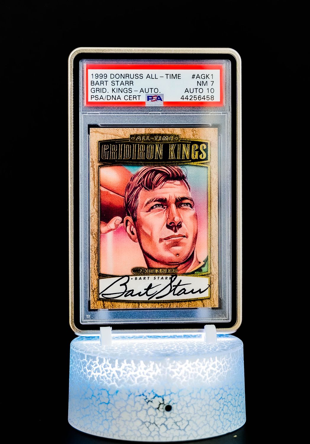 1999 Donruss All-Time Gridiron Kings Auto Bart Star (SN: 0120/1000) #AGK1 (PSA Card NM-MT 7, Auto 10 PSA: #44256458) (POP 1 - Higher POP = 5)